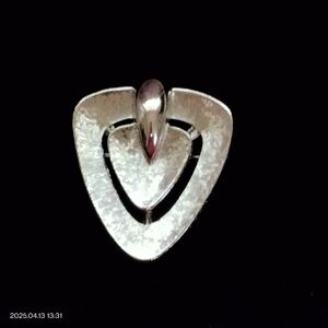 Monet Elegant Silver Triangle Pendant Brooch 1" Silver Tone Polish Textured